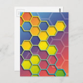 Carte Postale hexagone graphique couleur (Devant / Derrière)