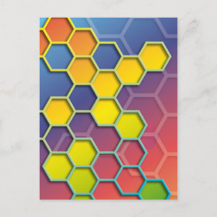 Carte Postale hexagone graphique couleur