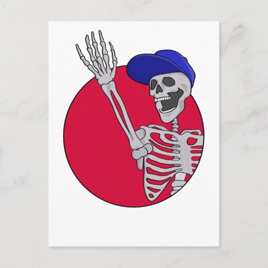 Carte Postale Hey Amis Cool et drôle Squelette (Devant)