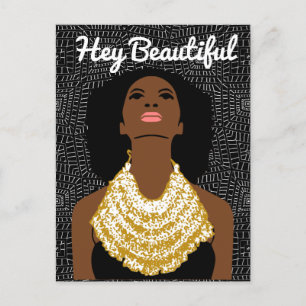 Carte Postale Hey belle femme noire avec un collier tribal