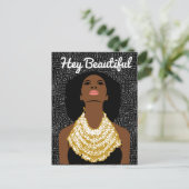 Carte Postale Hey belle femme noire avec un collier tribal (Debout devant)