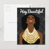 Carte Postale Hey belle femme noire avec un collier tribal (Devant / Derrière)