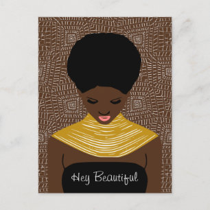Carte Postale Hey belle femme noire avec un collier tribal