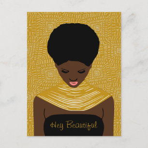 Carte Postale Hey belle femme noire avec un collier tribal