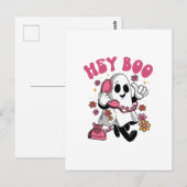 Carte Postale Hey Boo - Halloween fantôme Super (Devant / Derrière)