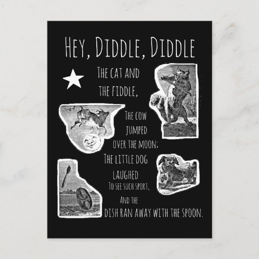 Carte Postale Hey Diddle Diddle Nursery Rhyme (Devant)