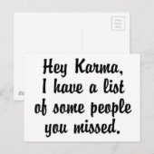 Carte Postale Hey Karma... (Devant / Derrière)