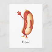 Carte Postale Hi There Minimalist Hot Dog with Mustard Cartoon (Devant)