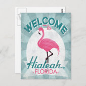 Carte Postale Hialeah Florida Flamant rose rose Retro (Devant / Derrière)