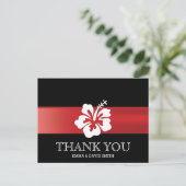 Carte Postale Hibiscus Classy Merci de Mariage de ruban rouge (Debout devant)