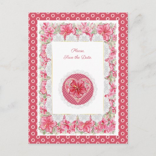Carte postale Hibiscus & dentelle (Devant)