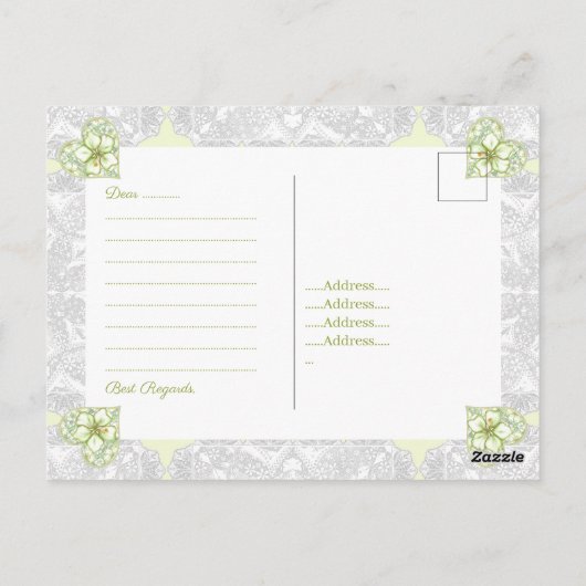 Carte Postale Hibiscus & dentelle BLANC (Dos)