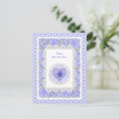 Carte Postale Hibiscus & dentelle BLEU (Debout devant)