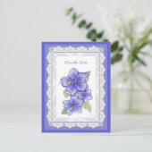 Carte Postale Hibiscus et dentelle BLEU (Debout devant)