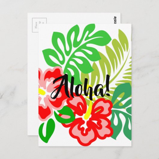 Carte Postale Hibiscus hawaïen Impression (Devant / Derrière)