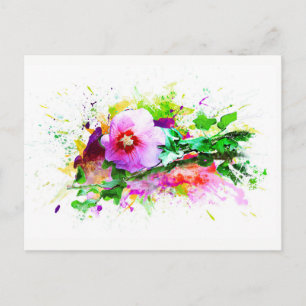 Carte Postale Hibiscus, Hibiskus Flower - Aquarelle