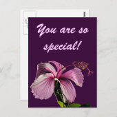 Carte Postale Hibiscus rose Vue latérale (Devant / Derrière)