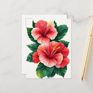 Carte Postale Hibiscus rouge clair de Hawaï