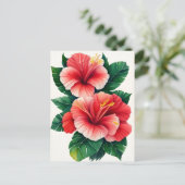 Carte Postale Hibiscus rouge clair tropical Hawaïen (Debout devant)