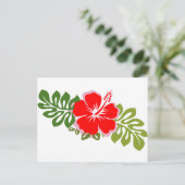 Carte Postale Hibiscus rouge et Feuilles (Debout devant)