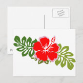 Carte Postale Hibiscus rouge et Feuilles (Devant / Derrière)