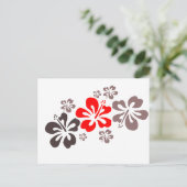 Carte Postale Hibiscus rouge et gris (Debout devant)