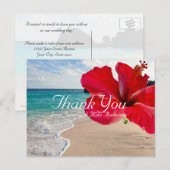 Carte Postale Hibiscus Rouge Tropical Merci Plage Jolie (Devant / Derrière)