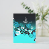 Carte Postale Hibiscus sur Turquoise avec Colibri (Debout devant)