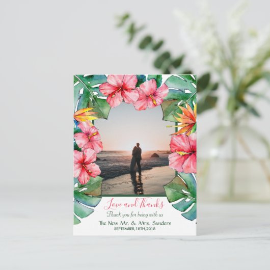 Carte Postale Hibiscus tropical Hawaï Mariage photo (Debout devant)