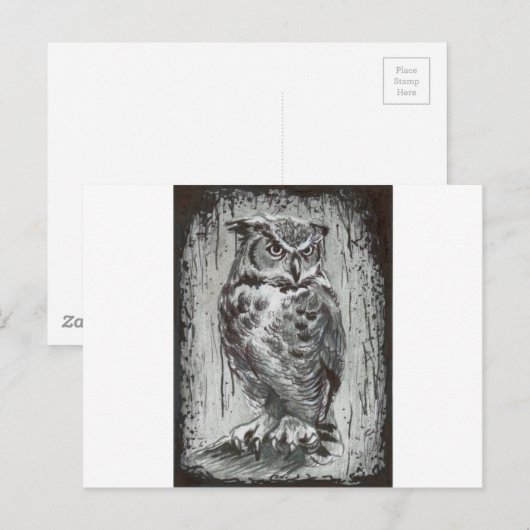 Carte Postale Hibou (Devant / Derrière)