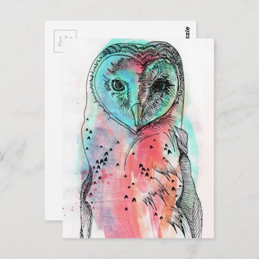 Carte Postale Hibou (Devant / Derrière)