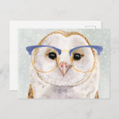 Carte Postale Hibou à quatre yeux | Chouette sage (Devant / Derrière)