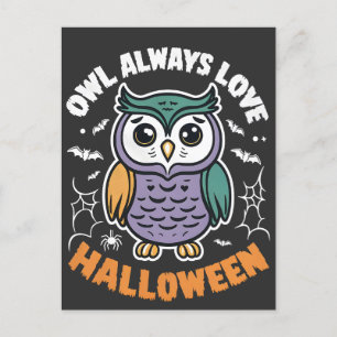 Carte Postale Hibou aime toujours Halloween Drôle Éffrayant Bird