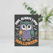 Carte Postale Hibou aime toujours Halloween Drôle Éffrayant Bird (Debout devant)