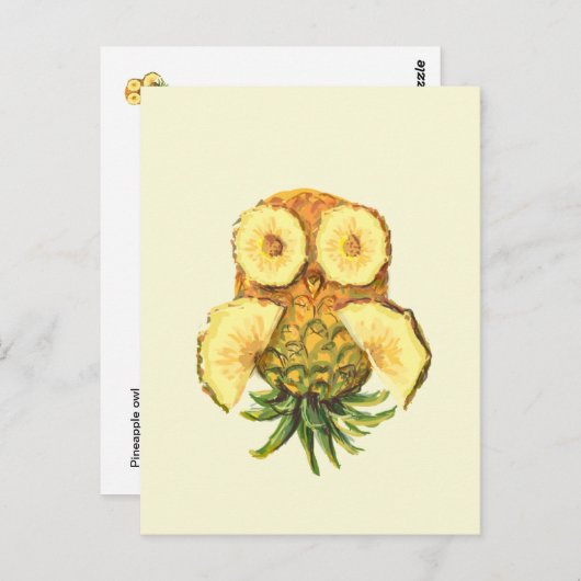 Carte Postale hibou ananas (Devant / Derrière)