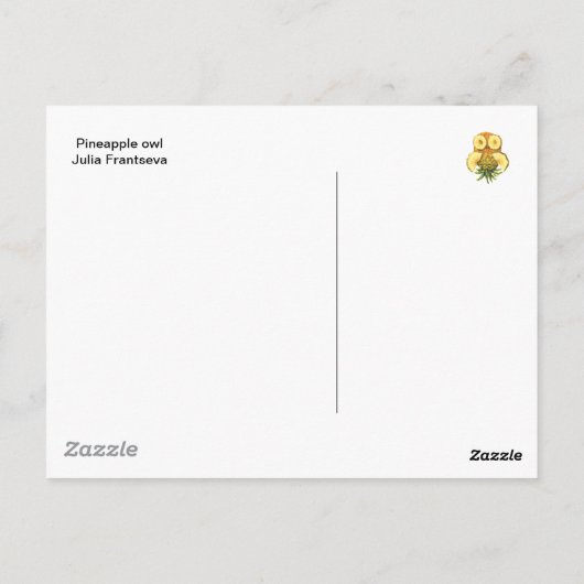Carte Postale hibou ananas (Dos)