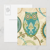 Carte Postale Hibou avec motifs circulaires (Devant / Derrière)