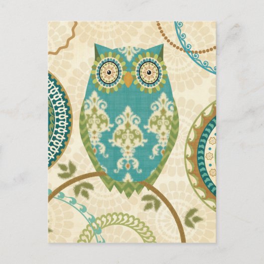 Carte Postale Hibou avec motifs circulaires (Devant)