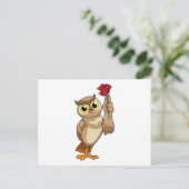 Carte Postale Hibou avec rose (Debout devant)