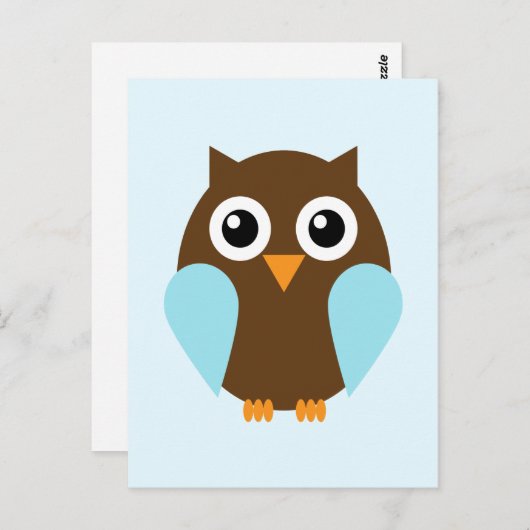 Carte Postale Hibou Bleu (Devant / Derrière)