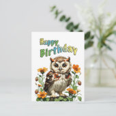 Carte Postale hibou d'anniversaire (Debout devant)