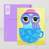 Carte Postale Hibou Dans Une Teacup (Devant / Derrière)