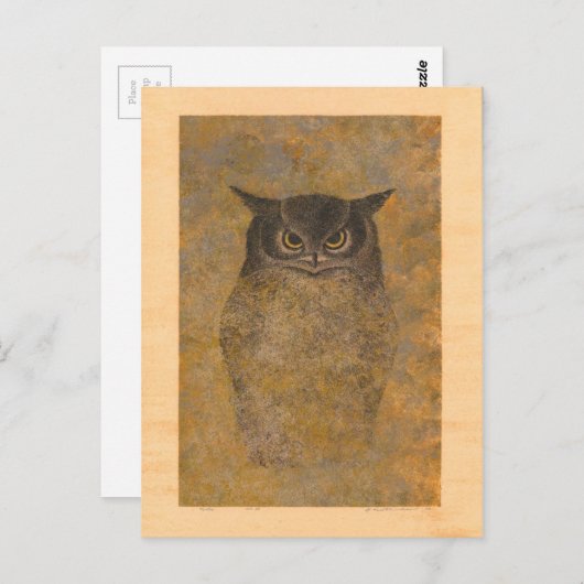 Carte Postale Hibou de Katsuda Yukio Bois japonais (Devant / Derrière)