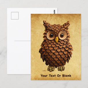 Carte Postale Hibou de pin