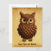 Carte Postale Hibou de pin (Devant / Derrière)