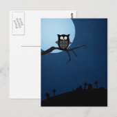 Carte Postale hibou éffrayant à halloween (Devant / Derrière)