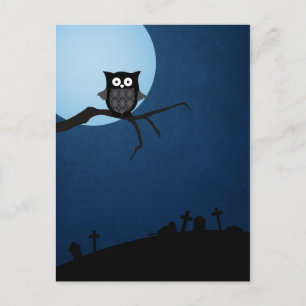 Carte Postale hibou éffrayant à halloween