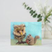 Carte Postale Hibou et écureuil (Debout devant)