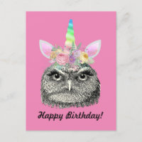 Hibou-Je-Corne Licorne Vintage Joyeux Anniversaire