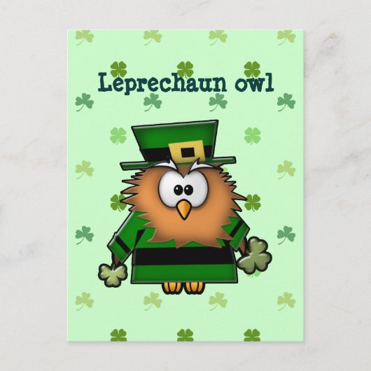 Carte Postale hibou leprechaun (Devant)